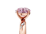 Rose gold Fancy Pink Round Cut Solitaire Diamond Engagement Ring with Twisted Pave Band and Four-Prong Setting_8