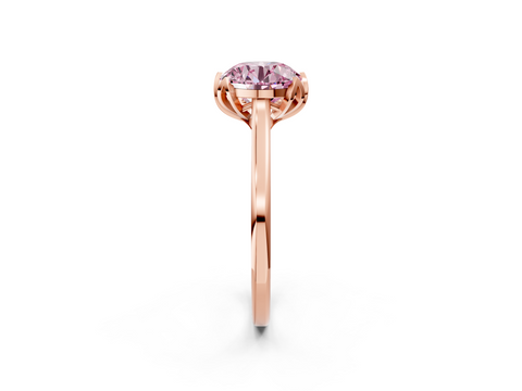 Rose gold Fancy Pink Round  Cut Solitaire Diamond Ring with Flower-Prong Setting and Classic Band_2