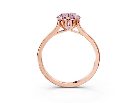 Rose gold Fancy Pink Round  Cut Solitaire Diamond Ring with Flower-Prong Setting and Classic Band_3