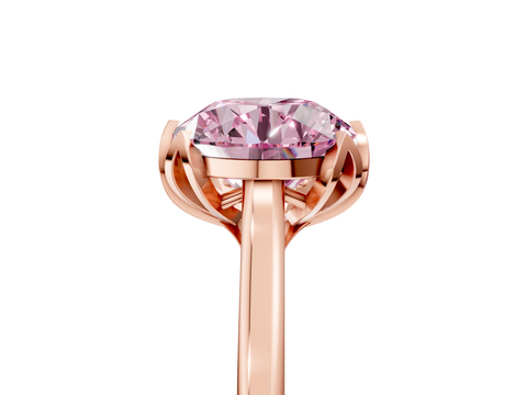 Rose gold Fancy Pink Round  Cut Solitaire Diamond Ring with Flower-Prong Setting and Classic Band_5
