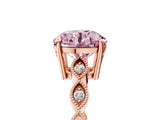 Rose gold Fancy Pink Round Cut Solitaire Diamond Ring with Infinity Twist Band and Four-Prong Setting_17