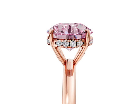 Rose gold Fancy Pink Round Cut Solitaire Diamond Ring with Prong Setting and Plain Band_5