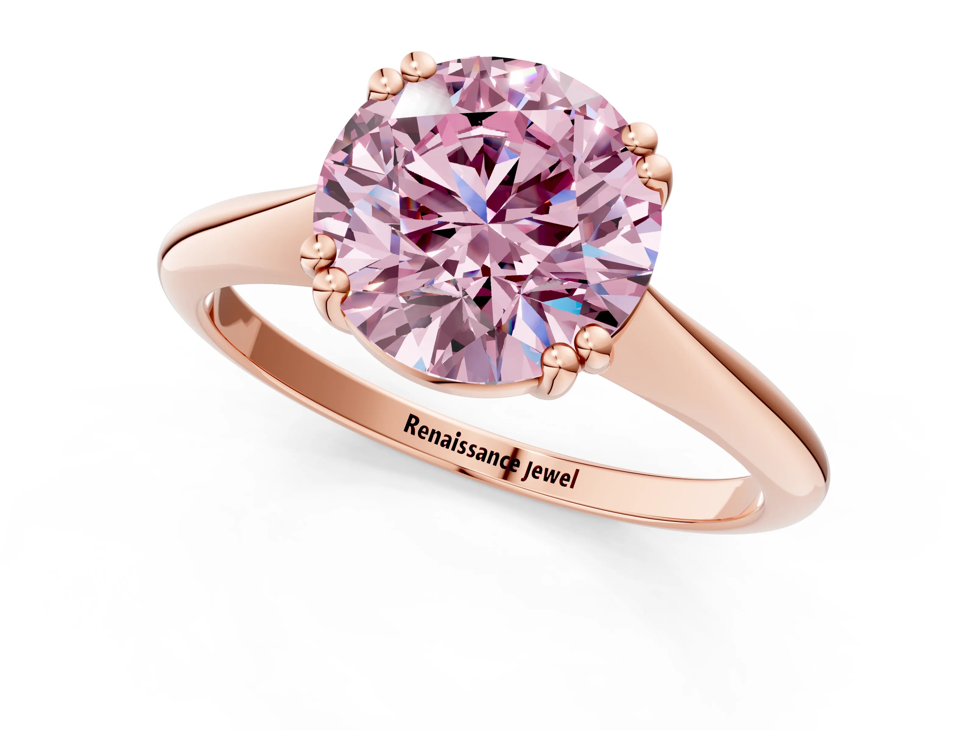 Rose gold Fancy Pink Round Cut Solitaire Diamond Ring with Six-Prong Setting and Classic Band_1