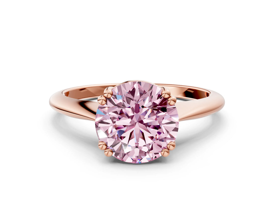 Rose gold Fancy Pink Round Cut Solitaire Diamond Ring with Six-Prong Setting and Classic Band_12