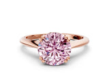 Rose gold Fancy Pink Round Cut Solitaire Diamond Ring with Six-Prong Setting and Classic Band_12