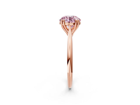 Rose gold Fancy Pink Round Cut Solitaire Diamond Ring with Six-Prong Setting and Classic Band_2