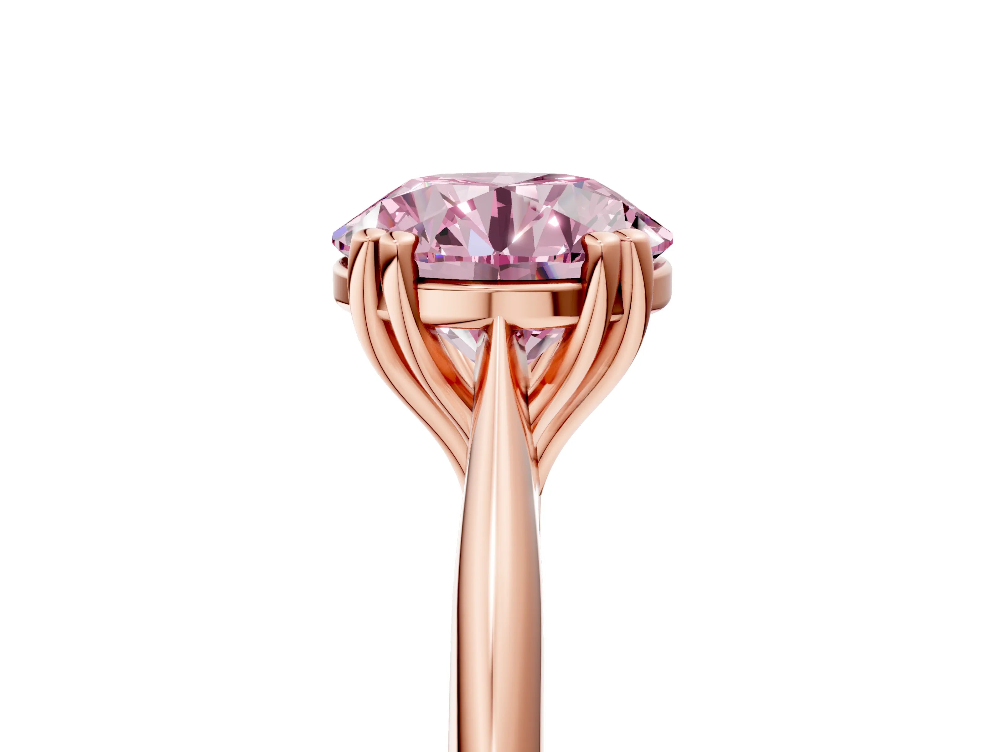 Rose gold Fancy Pink Round Cut Solitaire Diamond Ring with Six-Prong Setting and Classic Band_5