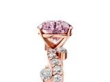Rose gold Fancy Pink Round  Cut Solitaire Diamond Twisted Band with Pave Setting_5