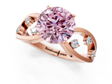 Rose gold Fancy Pink Round  Cut Solitaire Diamond with Side Stones on Criss-Cross Band and Four-Prong Setting_1