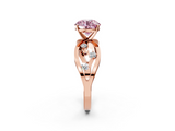 Rose gold Fancy Pink Round  Cut Solitaire Diamond with Side Stones on Criss-Cross Band and Four-Prong Setting_2