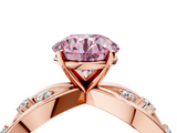 Rose gold Fancy Pink Round  Cut Solitaire Diamond with Side Stones on Criss-Cross Band and Four-Prong Setting_4