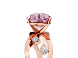 Rose gold Fancy Pink Round  Cut Solitaire Diamond with Side Stones on Criss-Cross Band and Four-Prong Setting_5