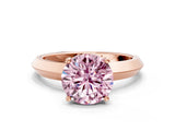 Rose gold Fancy Pink Round  Cut Solitaire Engagement Ring with Flat Band and Four-Prong Setting 1