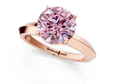 Rose gold Fancy Pink Round  Cut Solitaire Engagement Ring with Flat Band and Four-Prong Setting 2
