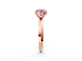 Rose gold Fancy Pink Round  Cut Solitaire Engagement Ring with Flat Band and Four-Prong Setting 3