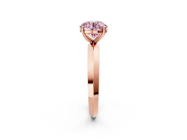 Rose Gold Round Knife-Edge Solitaire Engagement Ring Setting for Fancy Pink Center
