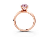 Rose gold Fancy Pink Round  Cut Solitaire Engagement Ring with Flat Band and Four-Prong Setting 4