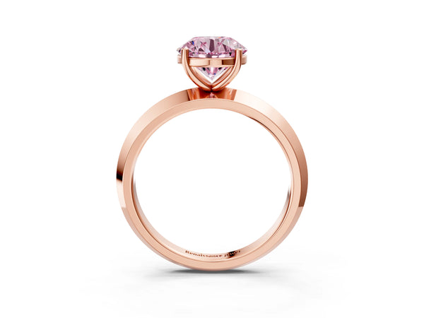 Rose Gold Round Knife-Edge Solitaire Engagement Ring Setting for Fancy Pink Center
