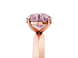 Rose gold Fancy Pink Round  Cut Solitaire Engagement Ring with Flat Band and Four-Prong Setting