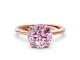 Rose gold Fancy Pink Round  Cut Solitaire Engagement Ring with Four-Prong Setting and Classic Band