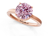 Rose gold Fancy Pink Round  Cut Solitaire Engagement Ring with Four-Prong Setting on a Classic Band_1