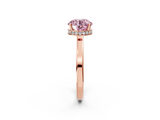 Rose gold Fancy Pink Round  Cut Solitaire Engagement Ring with Four-Prong Setting on a Classic Band_2
