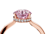 Rose gold Fancy Pink Round  Cut Solitaire Engagement Ring with Four-Prong Setting on a Classic Band_4