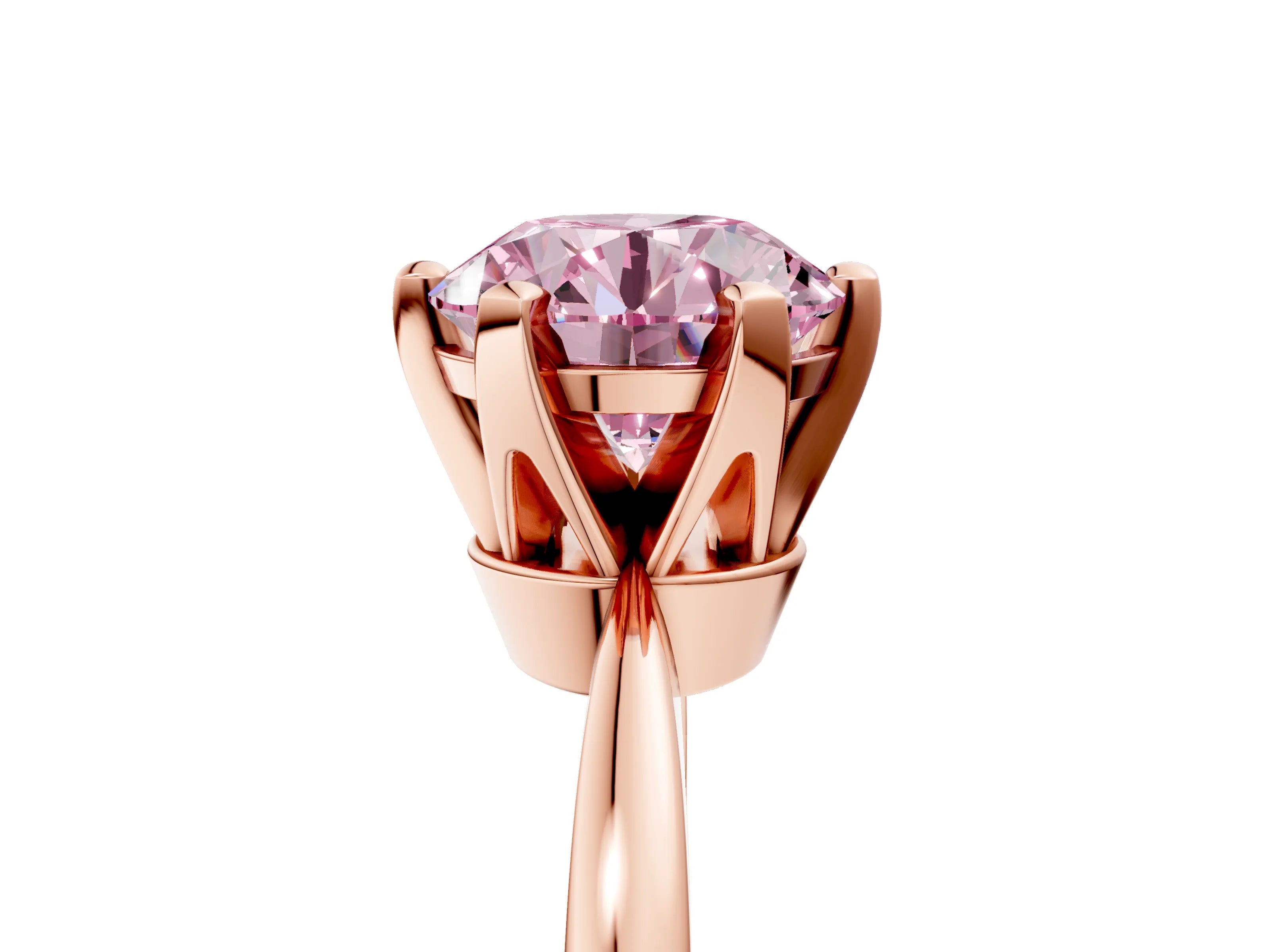 Rose gold Fancy Pink Round Cut Solitaire Engagement Ring with Six-Prong Setting and Tapered Band_5