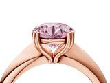 Rose gold Fancy Pink Round  Cut Solitaire Engagement Ring with Tapered Band and Four-Prong Setting 4
