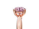 Rose gold Fancy Pink Round  Cut Solitaire Engagement Ring with Tapered Band and Four-Prong Setting 5