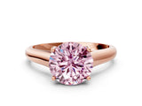 Rose gold Fancy Pink Round Cut Solitaire Engagement Ring with Tapered Band and Four-Prong Setting_3