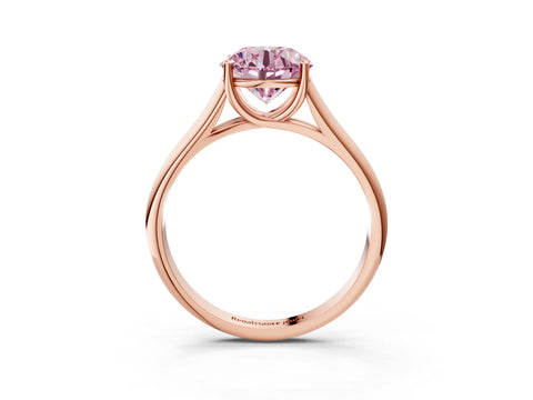 Rose gold Fancy Pink Round Cut Solitaire Engagement Ring with Tapered Band and Four-Prong Setting_6