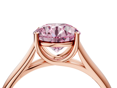 Rose gold Fancy Pink Round Cut Solitaire Engagement Ring with Tapered Band and Four-Prong Setting_7