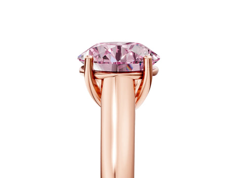 Rose gold Fancy Pink Round Cut Solitaire Engagement Ring with Tapered Band and Four-Prong Setting_8