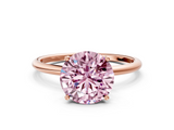 Rose gold Fancy Pink Round  Cut Solitaire Engagement Ring with Thin Band and Four-Prong Setting_3