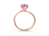 Rose gold Fancy Pink Round  Cut Solitaire Engagement Ring with Thin Band and Four-Prong Setting_6