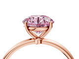 Rose gold Fancy Pink Round  Cut Solitaire Engagement Ring with Thin Band and Four-Prong Setting_7
