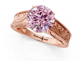 Rose gold Fancy Pink Round  Cut Solitaire Engraved Band with Four-Prong Setting_1