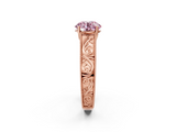 Rose gold Fancy Pink Round  Cut Solitaire Engraved Band with Four-Prong Setting_2