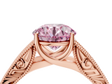 Rose gold Fancy Pink Round  Cut Solitaire Engraved Band with Four-Prong Setting_4