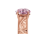 Rose gold Fancy Pink Round  Cut Solitaire Engraved Band with Four-Prong Setting_5