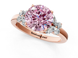 Rose gold Fancy Pink Round  Cut Solitaire Floral Diamond Ring with Four-Prong Setting_1