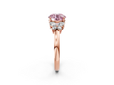 Rose gold Fancy Pink Round  Cut Solitaire Floral Diamond Ring with Four-Prong Setting_2