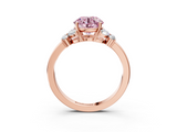 Rose gold Fancy Pink Round  Cut Solitaire Floral Diamond Ring with Four-Prong Setting_3