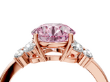 Rose gold Fancy Pink Round  Cut Solitaire Floral Diamond Ring with Four-Prong Setting_4