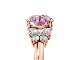 Rose gold Fancy Pink Round  Cut Solitaire Floral Diamond Ring with Four-Prong Setting_5
