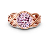 Rose gold Fancy Pink Round Cut Solitaire Intertwined Band Prong Setting Ring