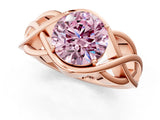 Rose gold Fancy Pink Round Cut Solitaire Intertwined Band Prong Setting Ring_1
