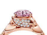 Rose gold Fancy Pink Round Cut Solitaire Leaf-Inspired Engagement Ring with Prong Setting_16
