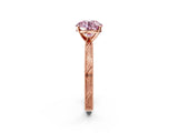 Rose gold Fancy Pink Round Cut Solitaire Milgrain Engraved Band with Four-Prong Setting_2